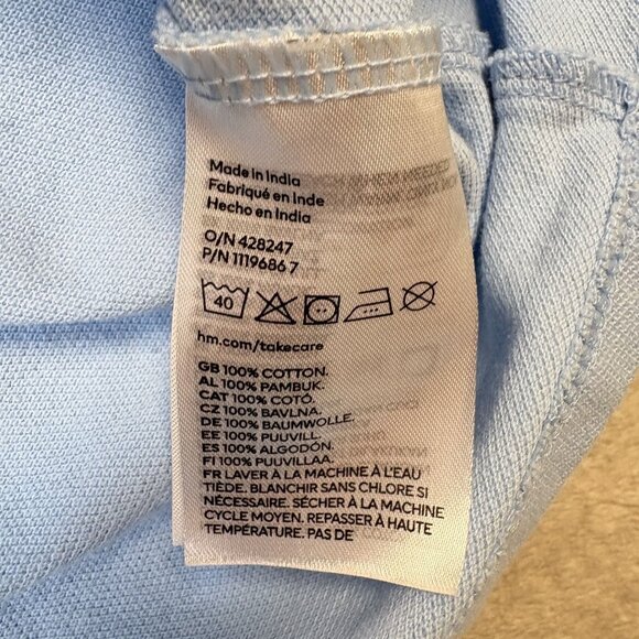 H&M Polo Shirt Boys 9-10Y Blue Tennis Racket Embroidery 100% Cotton Short Sleeve - Picture 6 of 8